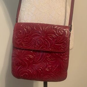 Patricia Nash Balluri Embossed Crossbody Bag Berry Red